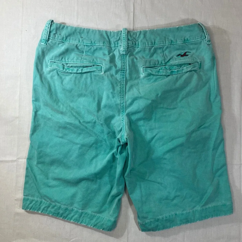 Hollister‎ Mens Teal Green Chino Shorts Sz 30 Button Fly 100% Cotton Casual Prep
